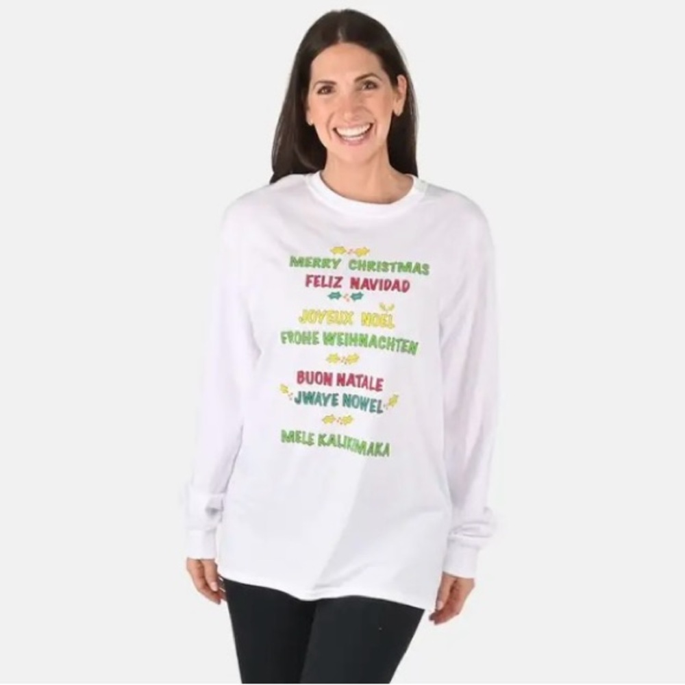 💥NWOT💥 WHOOPI GOLDBERG Merry Christmas Greetings T-Shirt  Size Small - Picture 2 of 8